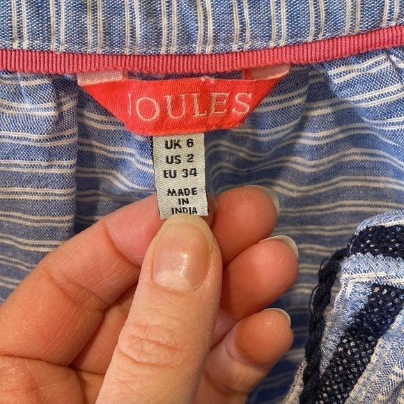 Joules Linen Blend Embroidered Blouse EUC - Picture 5 of 14